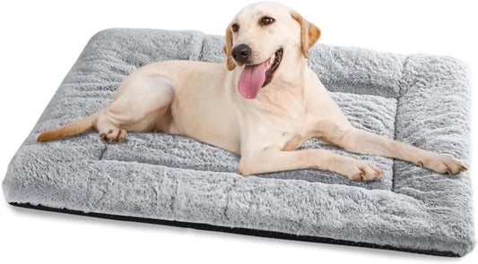 Dog Bed Mat Washable Cat Cushion Soft Plush Dogs Mattress Sofa for Small/Medium/Large Dog(Short Plush Gray,S 55X35cm)