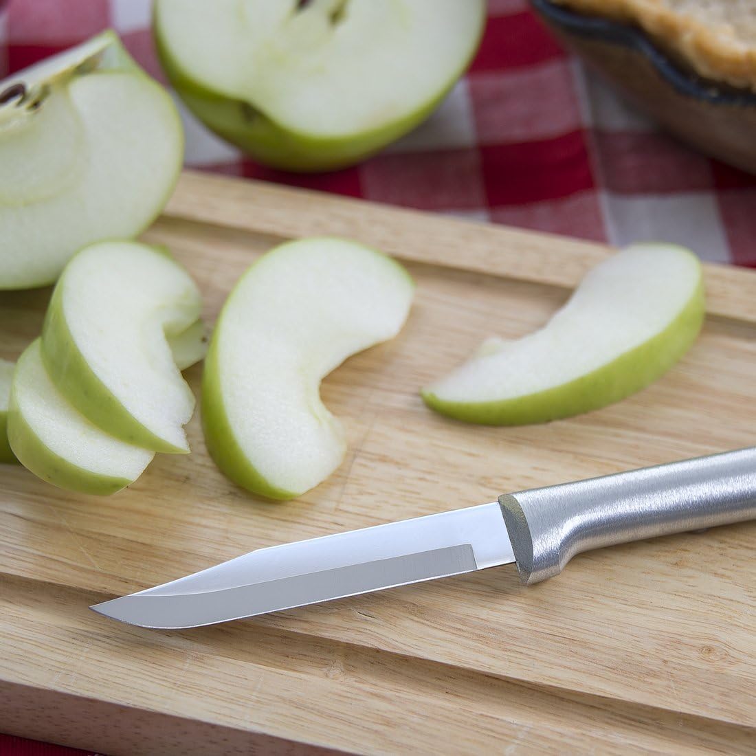 Rada Cutlery Regular Paring Knife (R101) with Quick Edge Sharpener (R119), 3.25" Stainless Steel Blade, Silver Handle, Pack of 3