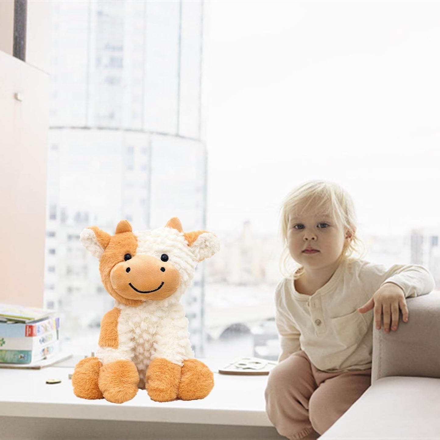 Cow Stuffed Animals, 9 inch Cute Plush Toy Doll for Kids Boys Girls Women (Brown)