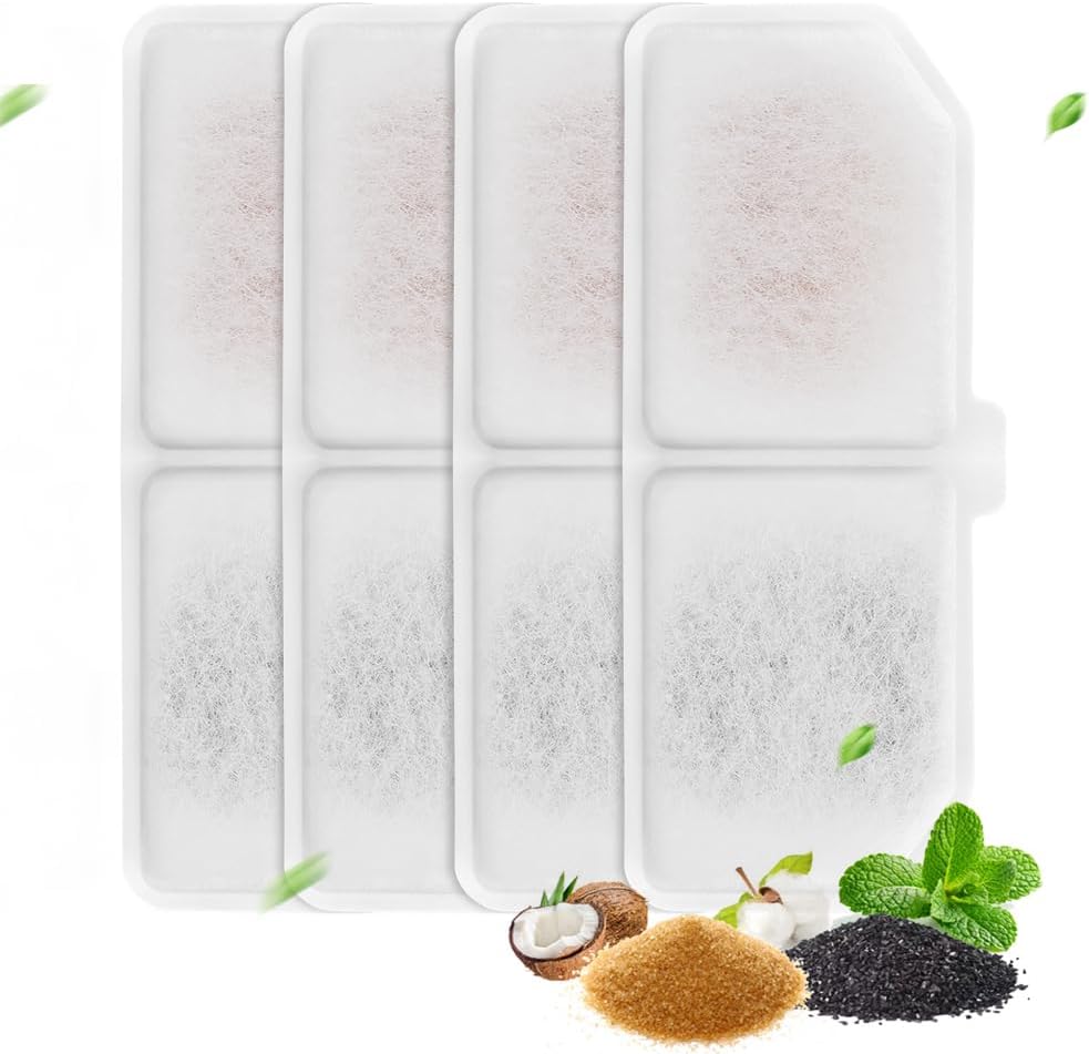 4 Pack Cat Water Fountain Filters,Pet Water's Fountain Filter Replacement Competible with Charcoal Waters Fountains Filter Compatible with Cats Water's Dispenser (4 Filters)