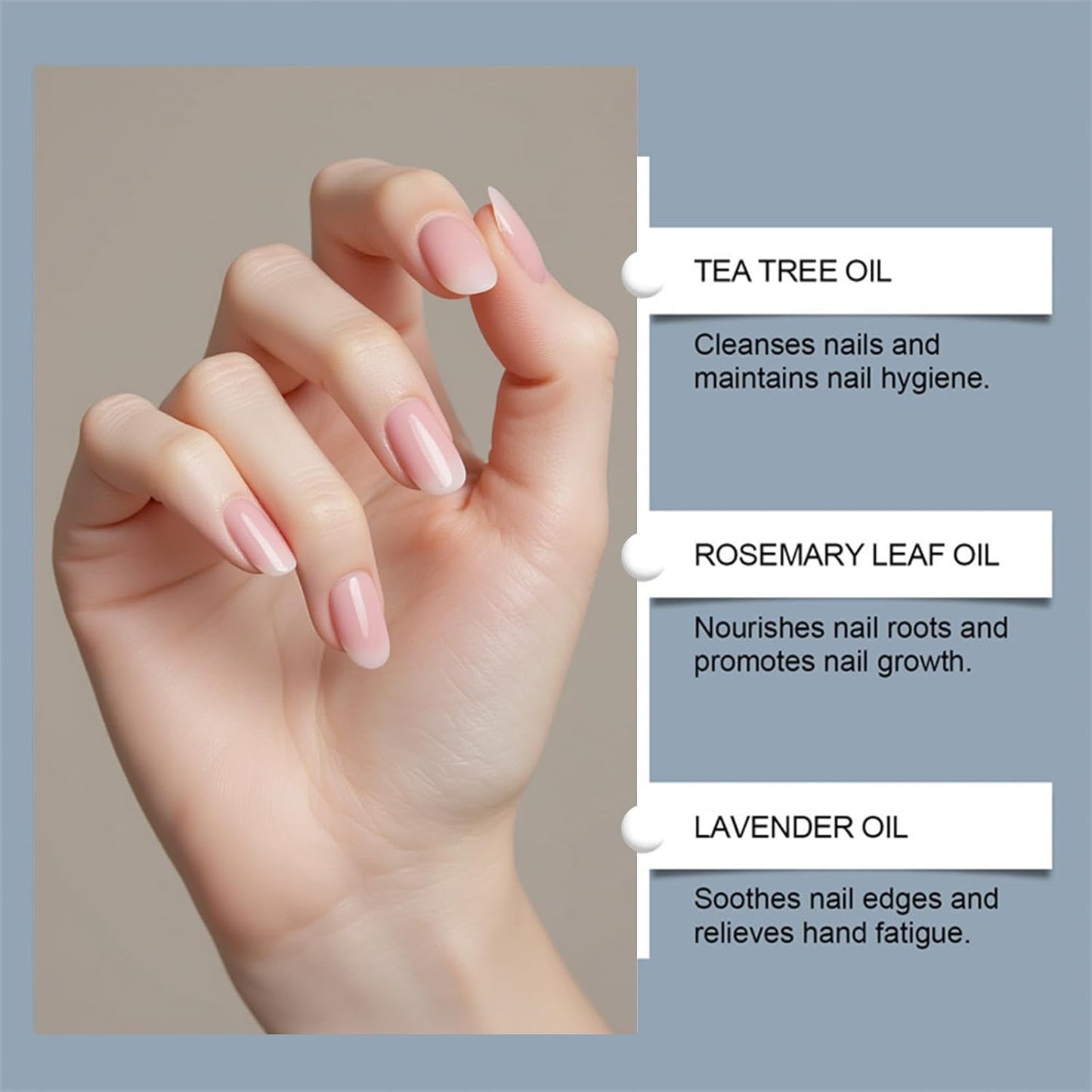 Nail Care Pro - Nail Strengthening Repair Serum contains sweet almond oil, tea tree oil, jojoba oil.It's suitable for thin and damaged nails. (1pc)