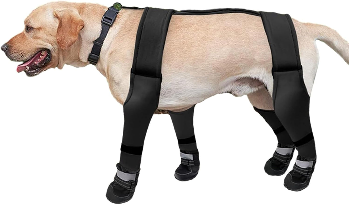 Dog Suspender Boots | Waterproof Soft Paw Protectors Puppy Boots - Non-Slip Dog Winter Shoes, Adjustable Booties for Dogs Paws, Protects from Hot, Cold, Wet Weather