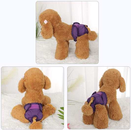 uxcell Female Dog Physical Pant Adjustable and Leak-Resistant Doggie Physical Panties Washable Reusable Doggy Panties Purple XL