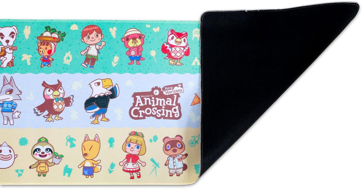 Animal Crossing Computer Desk Mat - Bundle with 11" x 31" TV Video Game Computer Mousepad Plus Stickers | Animal Crossing Desk Office Supplies