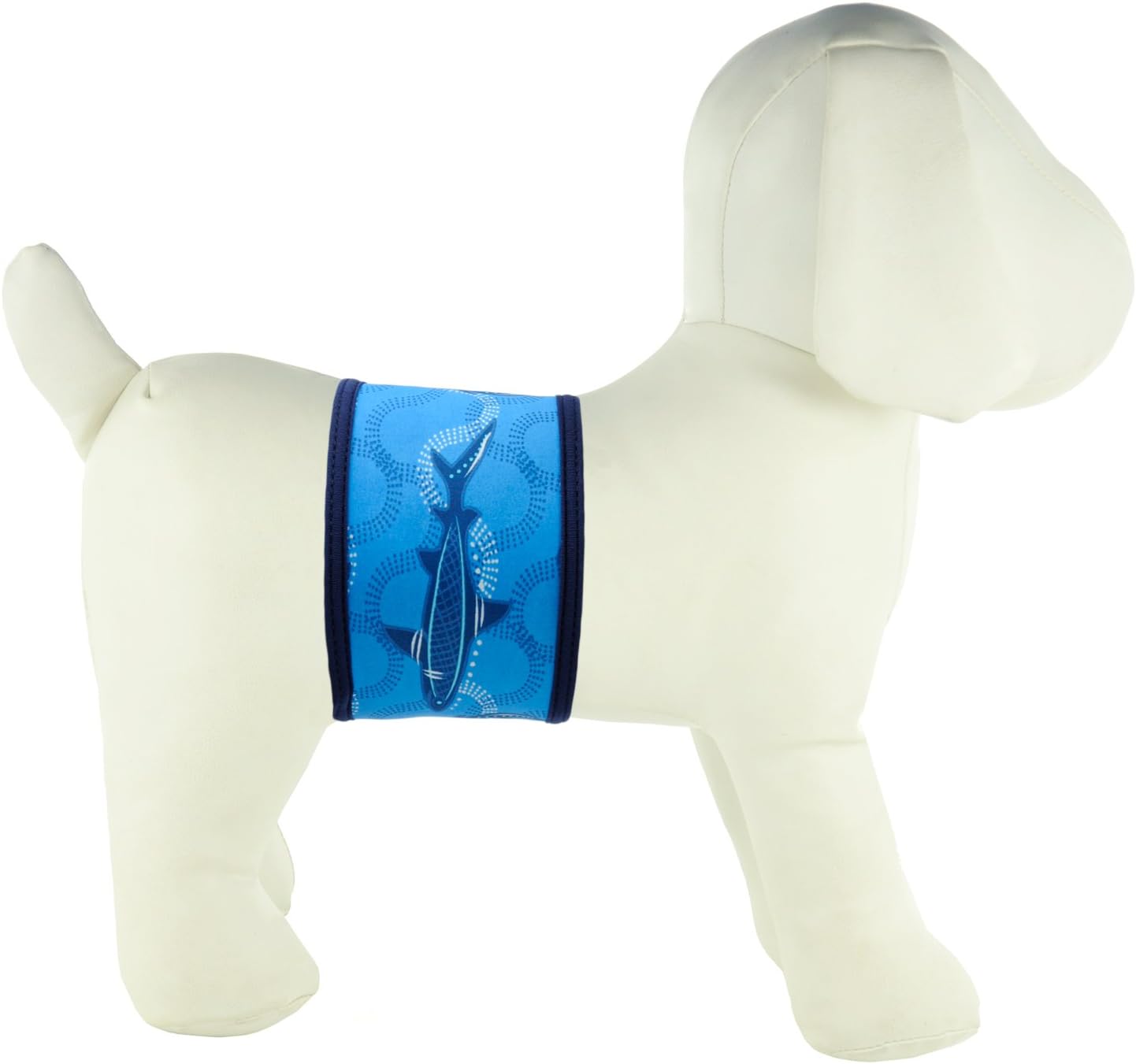 PlayaPup Male Dog Belly Band, Indigo Shark Blue, XX-Small