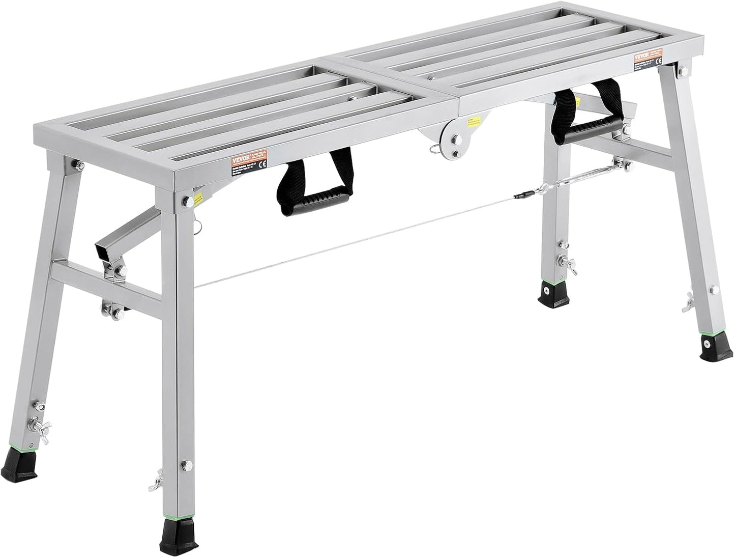 VEVOR Work Platform, 39"x 12" Portable Scaffolding Platform, Folding Steel Step Ladder Adjustable Height 19.7”-29.1”, 400 lbs Load Capacity, Non-Slip Drywall Painting Stool for Cleaning &Washing