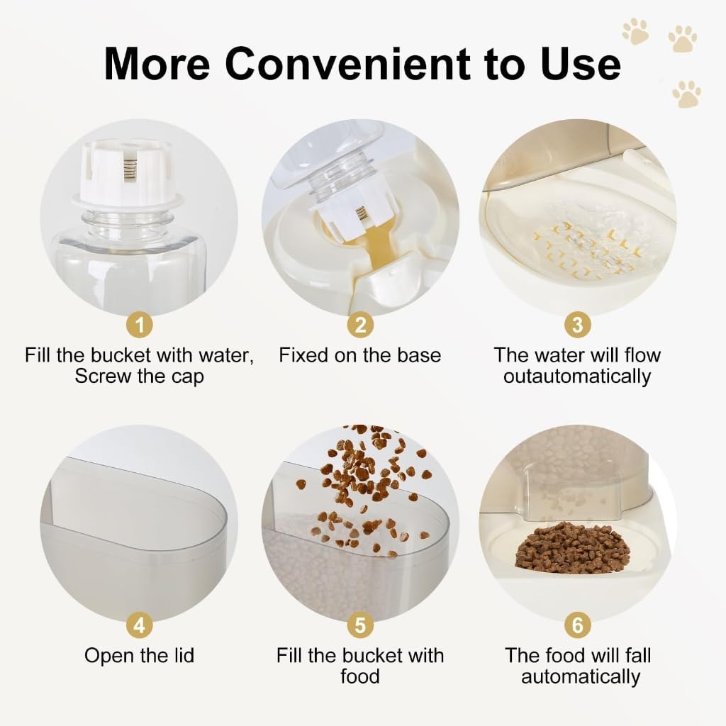 Cats Dog Feeding Station Leak Proof Water Fountains Detachable Dish Anti Slip Base Design