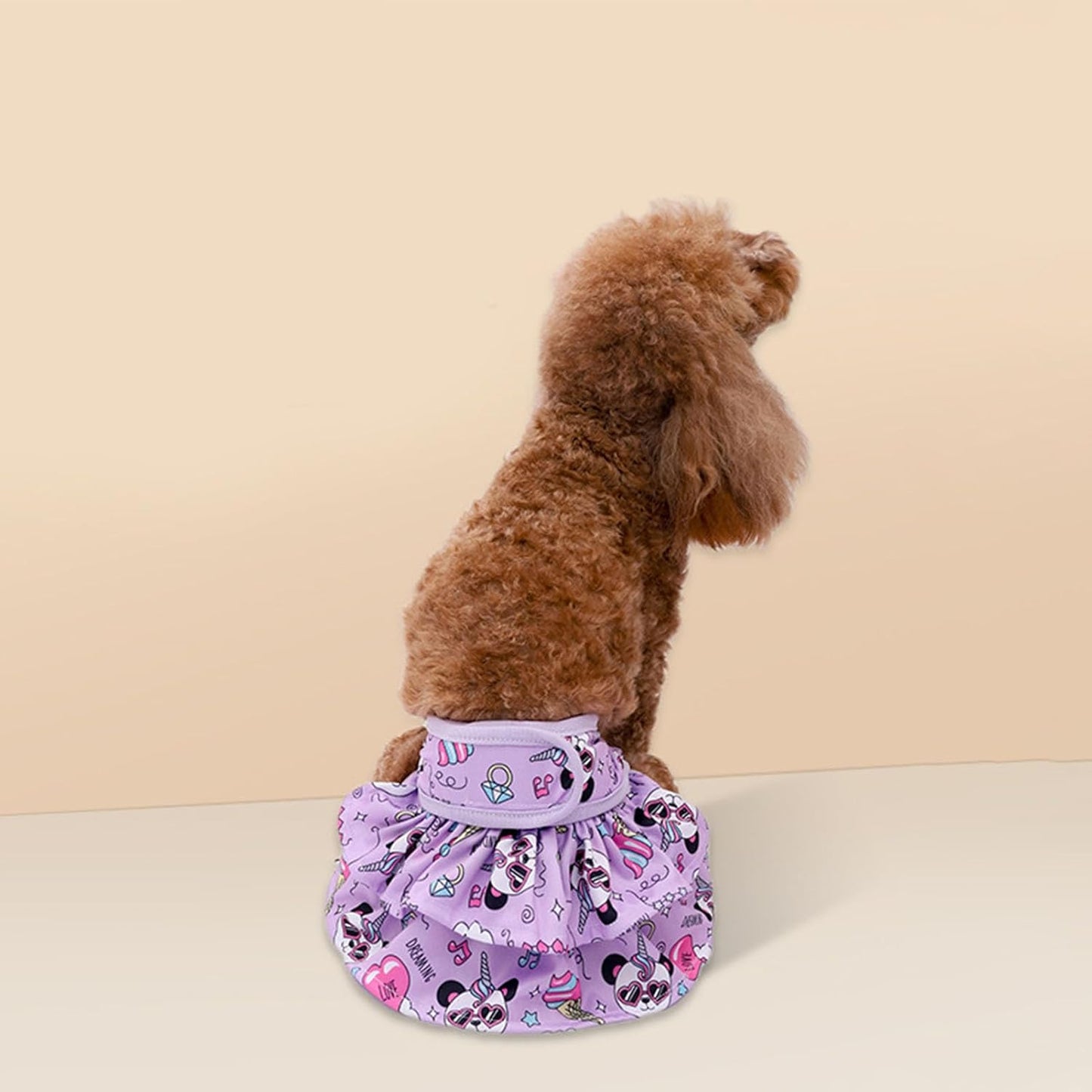 ZJchao Female Dog Diapers Panda Pattern Cute Leak Proof Breathable Reusable Washable Dog Panties for Pet Menstrual Cycle Polyester Material (S)