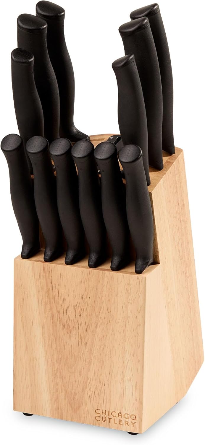 Chicago Cutlery Belmont (13-PC) Kitchen Knife Block Set with Steak Knives and Wooden Block, Polymer Ergonomic Handles and Sharp Stainless Steel Professional Chef Knife Set