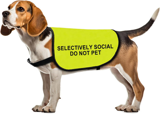Social Anxiety Dog Jacket Vest Selectively Social Do Not Pet Vest Dog Walking Slogan Warning Vest (Selectively Social-Large)