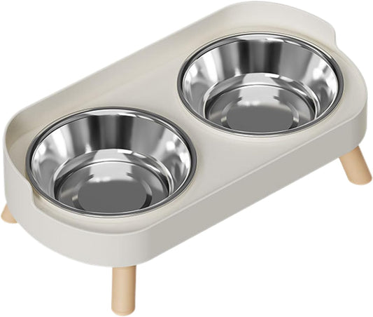 Elevated Pet Food Bowls - Stainless Steel Cat Dishes, Raised Stand with Comfortable Height, Kitten Feeding Set with Non-Slip Base, Dog Cat Dining Station, Food Bowls for Home Apartment Garden Patio