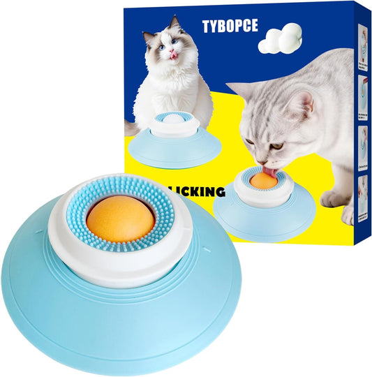 Cat Liquid/Wet Food Licking Bowl, Slow Feeding Pet Bowl, Cat Lick Ball Bowl, Non-Slip Design, Slow Eating, Pet Anxiety Relief Toy, Interactive Cat Bowl（Yellow Ball）