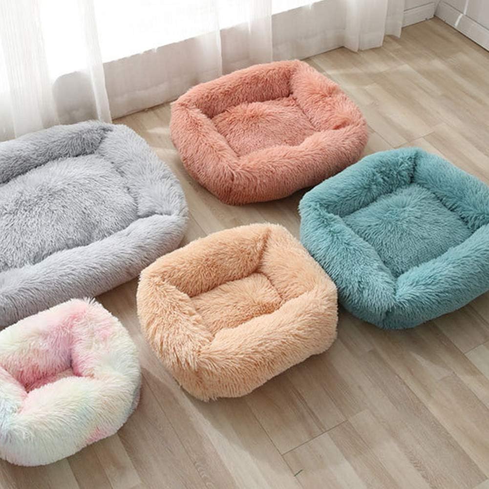 La La Pet® Donut Dog Cat Bed Cozy Cave Pet Bed Burrow Dog Bed Calming Cuddler Self-Warming Pet Bed Soft Plush Pet Cushion Improved Sleep for Cats Small Medium Dogs White XS