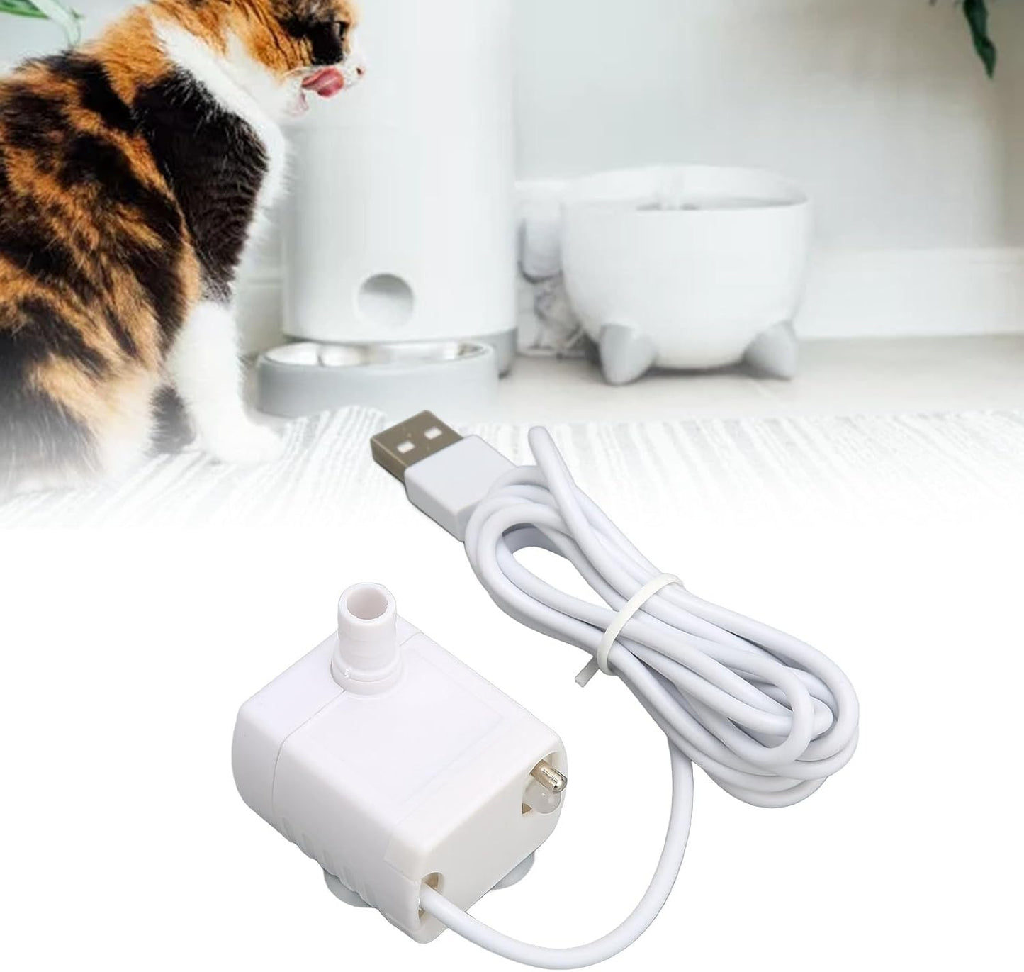 Cat Water Fountain Pump, Pet Water Fountain Pump Replacement Pump Quiet Prevent Dry Burning USB Powered DC Brushless Motor Mini Cat Water Dispenser Pump