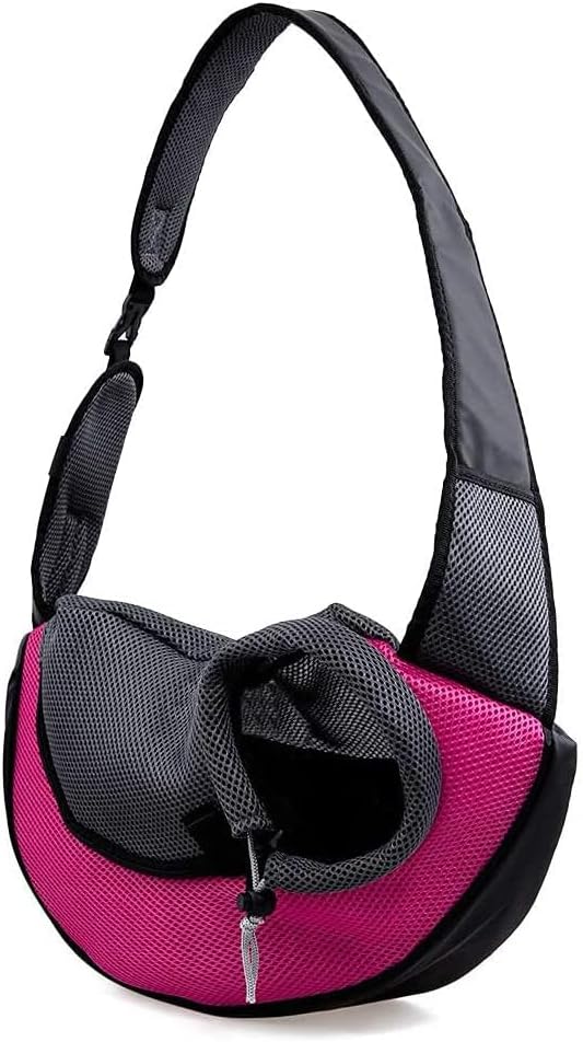 Kucehiup Pet Sling Carrier for Small Dogs Cats Breathable Mesh Travelling Hands-Free Puppy Backpack(Fits Approximately 3 lbs to 6 lb Pets)(Rose Red)