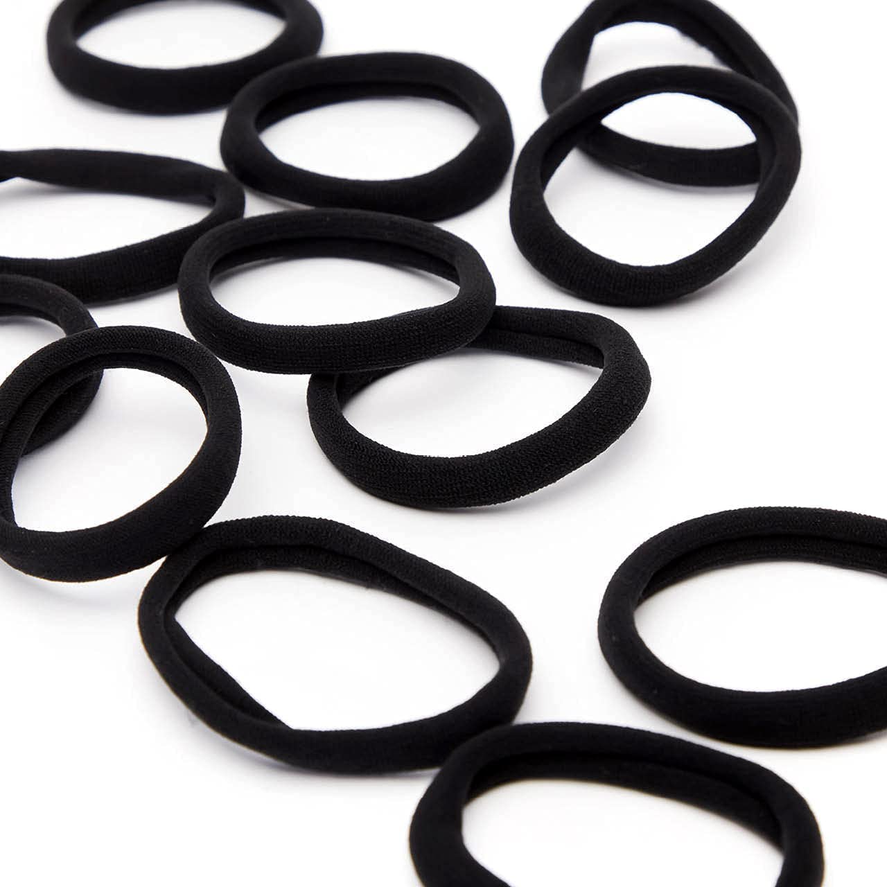 Kitsch Nylon Hair Ties No Damage - Stretchable Hair Bands for Strong All-Day Hold, Ponytail Holders | Hair Accessories for Girls | Ideal Gifts for Women - Black, 12 Pcs