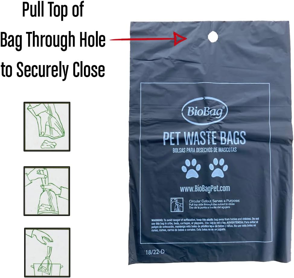 BioBag Premium Pet Waste Bags, Standard Size, 200 Count, Great For All Dog Breeds, Fits in Standard Park Dispensers