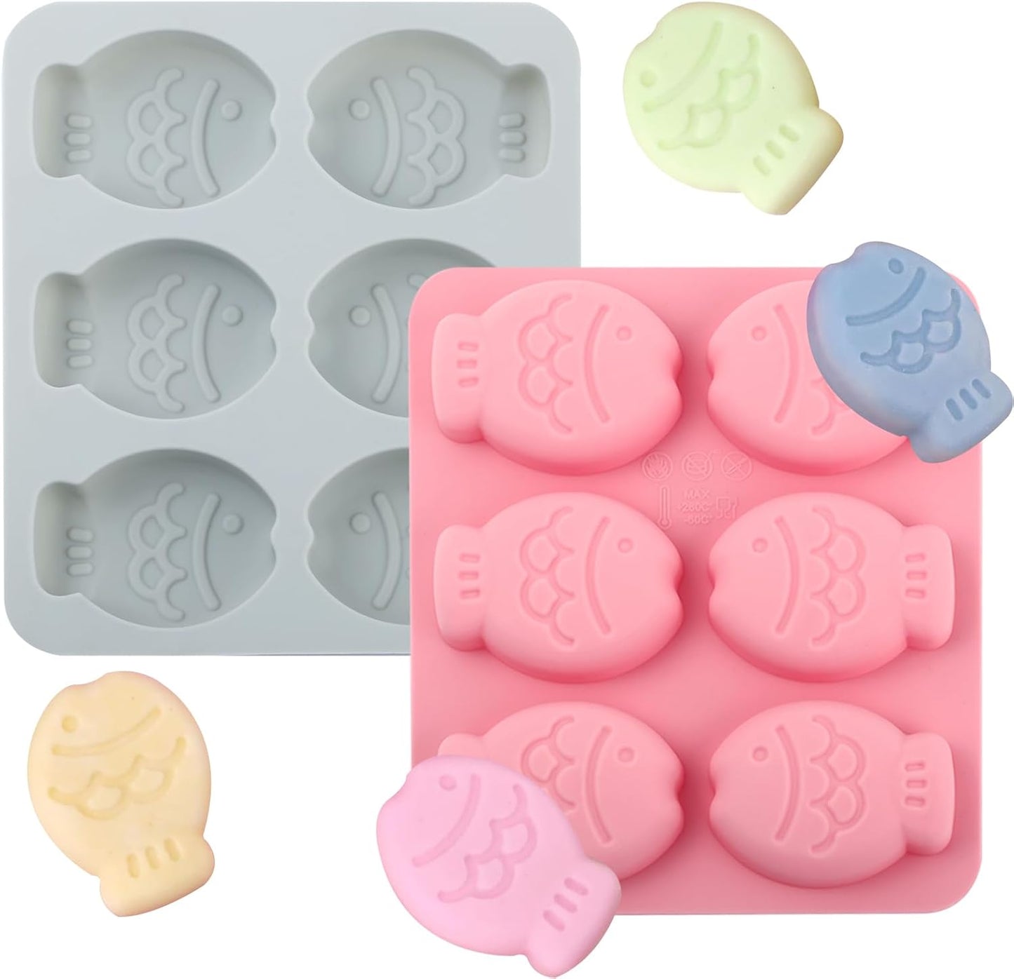 2 Pcs 3D Fish Shaped Chocolate Molds Silicone, Food Grade Silicone Gummy Candy Mold for Kids, Cookies, Gum, Sugar Craft, Butter, Pudding, Gelatin,Wax, Ice,Soap, Plaster, Epoxy Resin