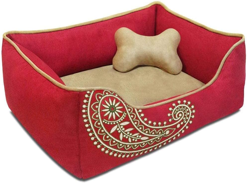 Blueberry Pet Fully Removable & Washable Dog Bed | Heavy Duty/Durable YKK Zippers | Super Soft Dog Beds for Small Dogs in Tango & Beige Color | Cozy & Durable