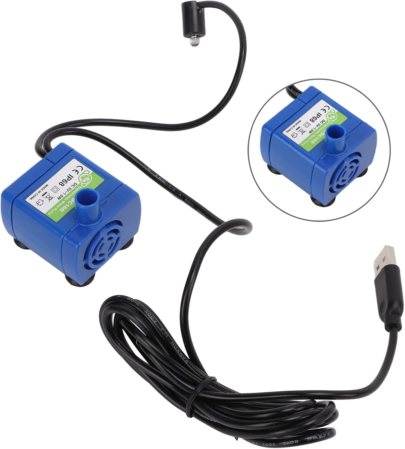 Zerodis USB Ultra Quiet Cat Water Dispenser Pump, Compatible Multiple Types Pet Fountain, Easy To Disassemble and Clean, Strong Suction Cups, Detachable, ABS Material, Ground, 5V, Pump