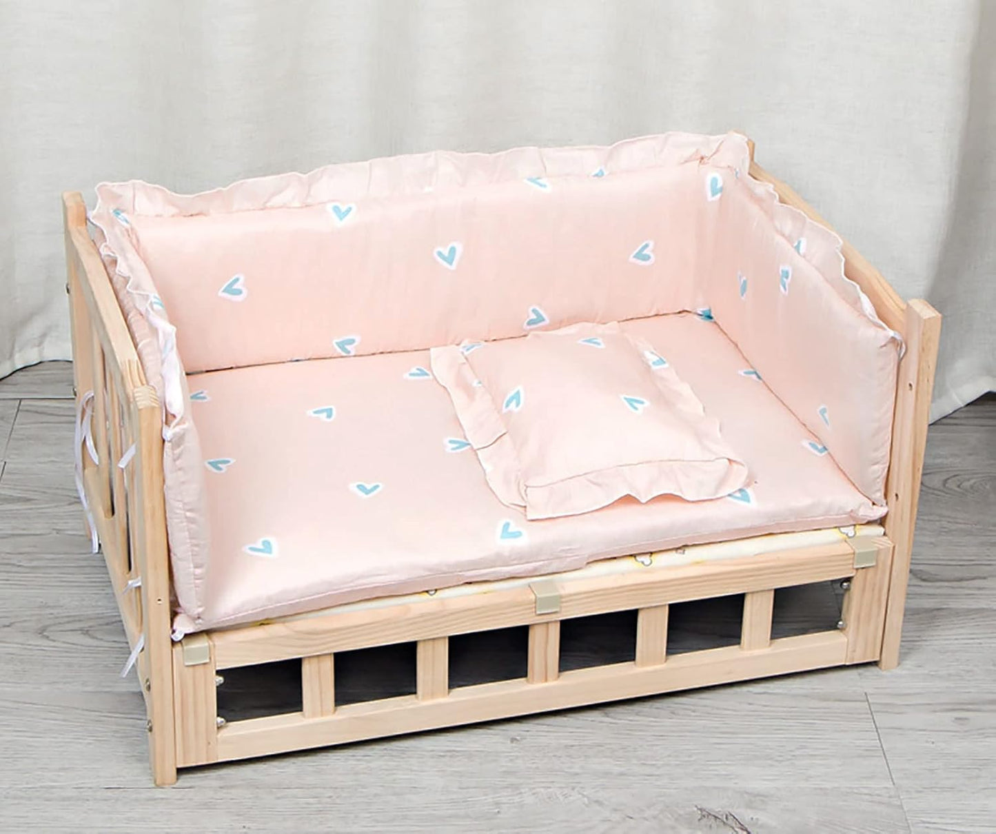 Wooden Elevated Dog Bed with Mattress Pillow, Portable Small/Medium/Large Raised Pet Cot, for Indoor, Outdoor, Training, Orthopedic Joint (Color : Style1, Size : S-60x38x34cm/24x15x13) (Style2 M)