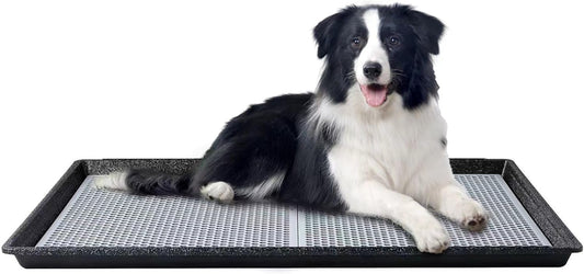 HQ4us Dog Pee Pad Holder Tray with Grate 34”×23”, Large Dog Litter Box Toilet, Puppy Pee Pad Holder, Less Mess, Dog Potty Indoor Outdoor for Balcony