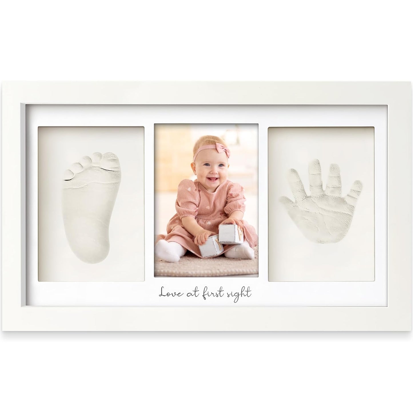 KeaBabies Baby Hand and Footprint Kit - Clay Handprint Keepsake Frame, Newborn Nursery Picture Frame, Personalized New Mom Gifts for Baby First Christmas Shower (Alpine White)