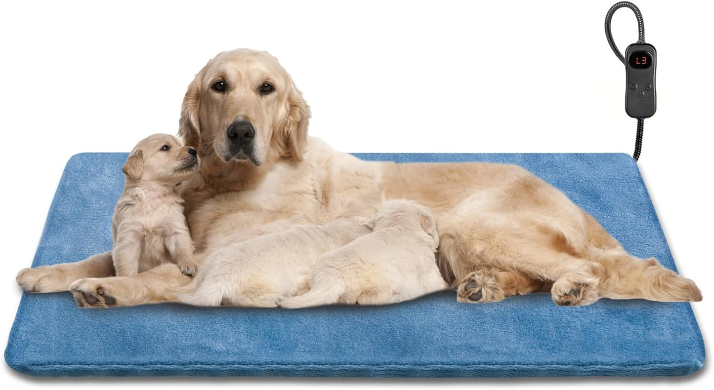 Dog Heating Pad, Pet Heating Pad 35X24, Adjustable Temperature Dog Cat, Waterproof, Timer Control, Chew Resistant Cord