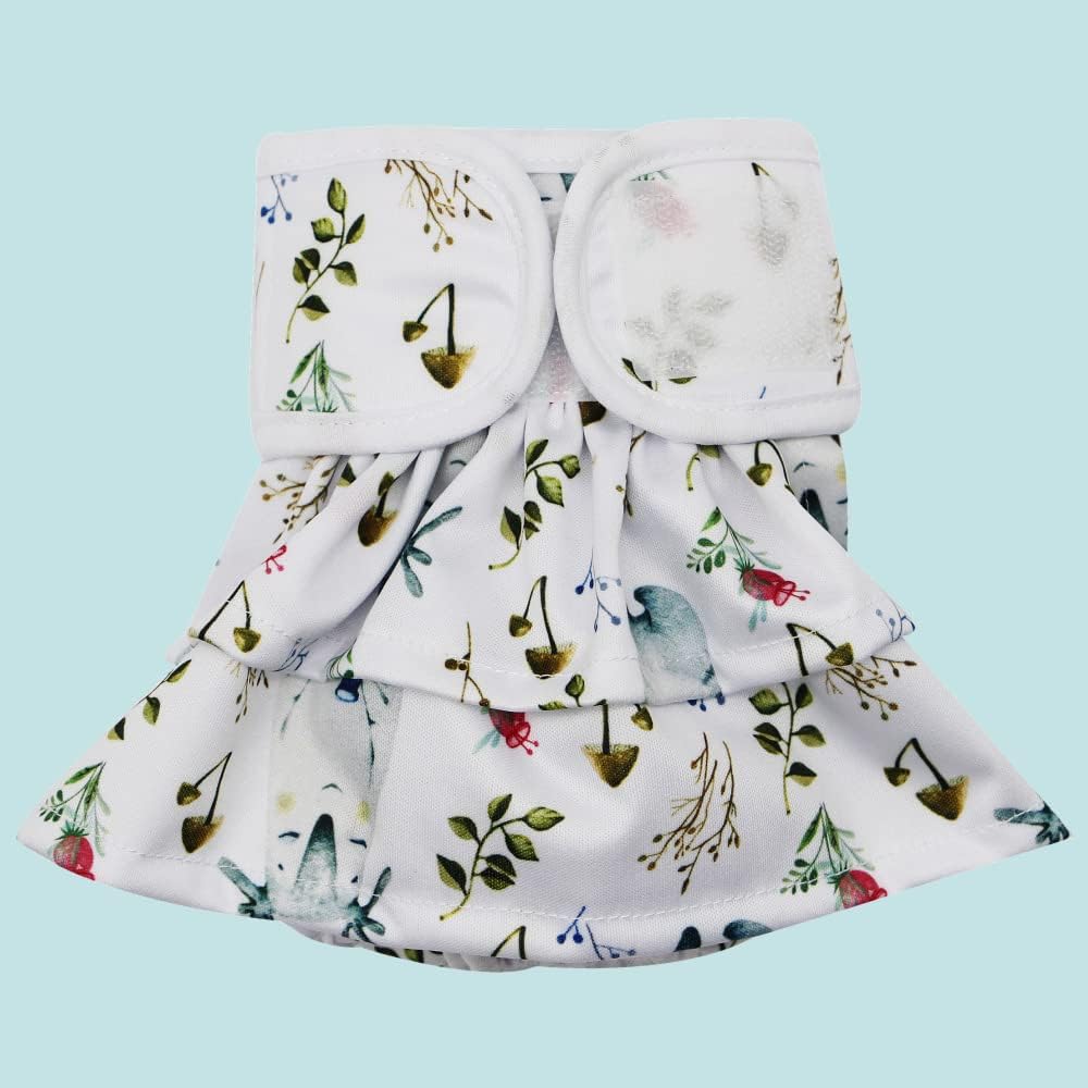 Reusable Dog Diapers for Female Dogs 3 Pack Washable Dog Panties Diaper Skirt Flower Love Heart Print Puppy Diapers Shorts for Dogs in Heat, Period