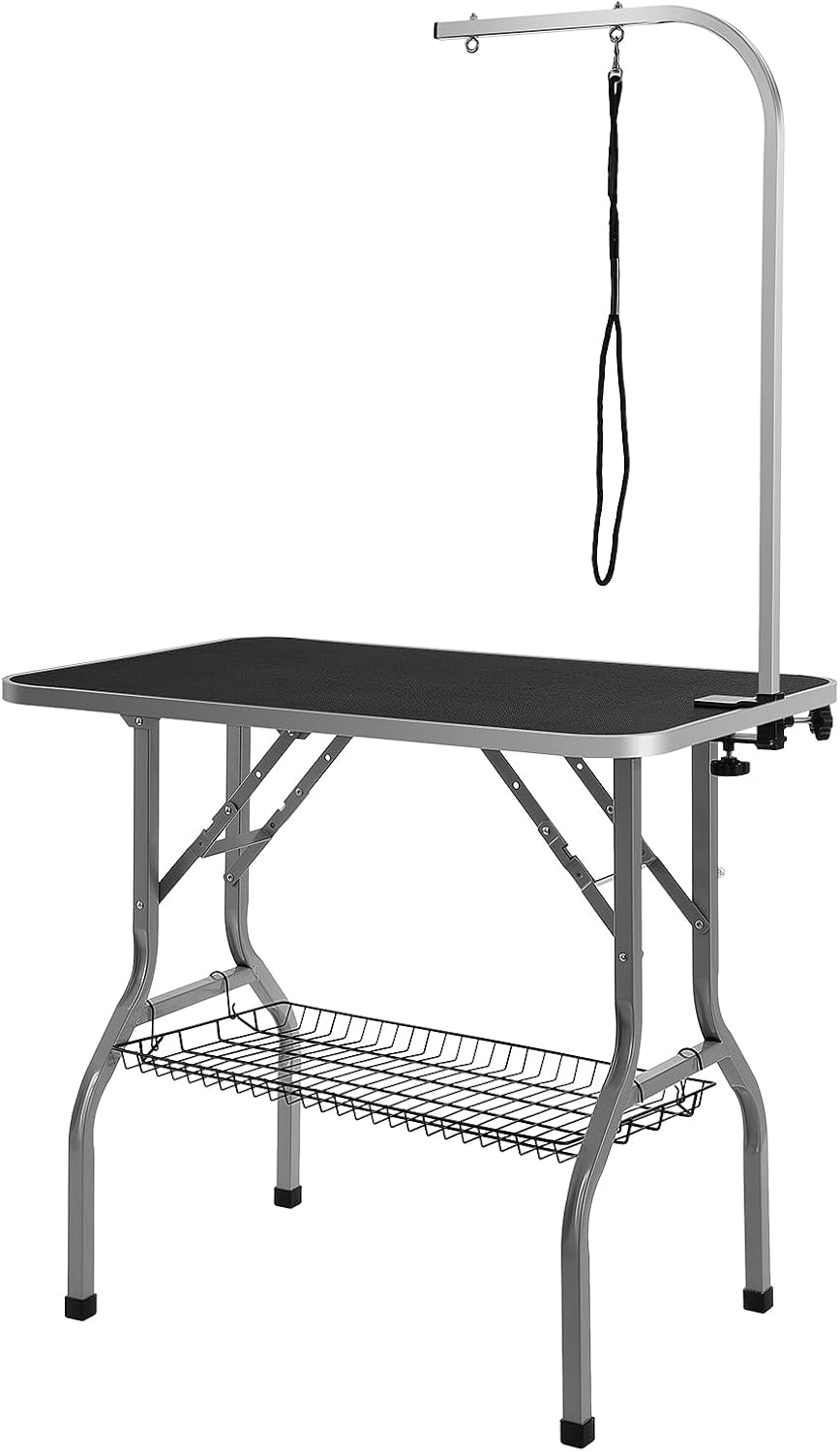 VEVOR Pet Grooming Table Arm with Clamp, 36''x24'' Dog Grooming Station, Foldable Pets Grooming Stand for Medium and Small Dogs, Free No Sit Haunch Holder with Grooming Loop, Bearing 330lbs