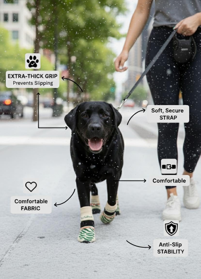 Anti-Slip Dog Socks with Grip Strap (BIEIGE, S)