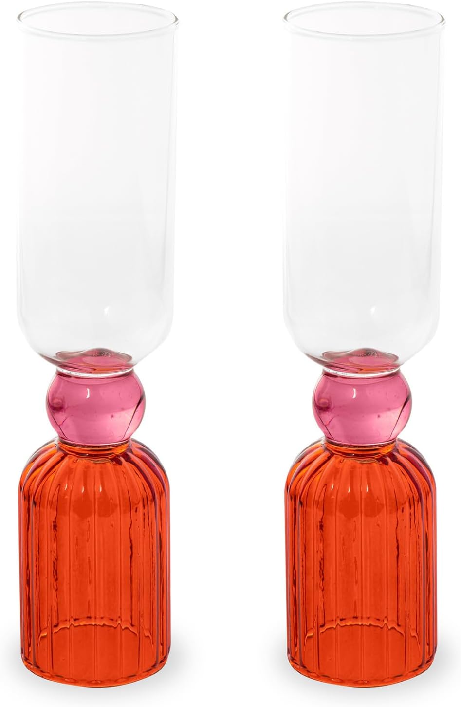 ban.do Bar Glass Set of 2, 6.6oz Cute Cocktail Glasses for Adults, Unique Cocktail Wine & Champagne Glasses, Aesthetic Glassware for Bar Cart, Tipsy Turvy