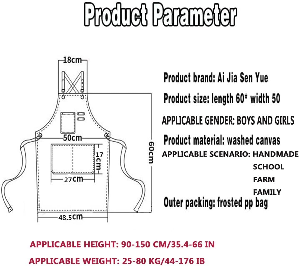 Kids Aprons AdjustableTool Waterproof For Cooking Painting Gardener Canvas Apron For 6-12 Girls And Boys