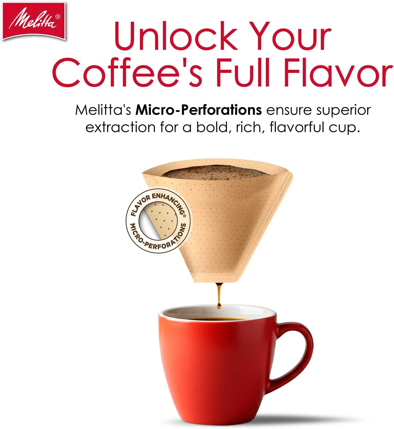 Melitta #2 Cone Coffee Filters, Natural Brown, 100 Count - Fits all 2-6 Cup Cone Coffee Makers and 1-cup Pour-Over Brewers, Compostable, Tear-Resistant, Made in USA