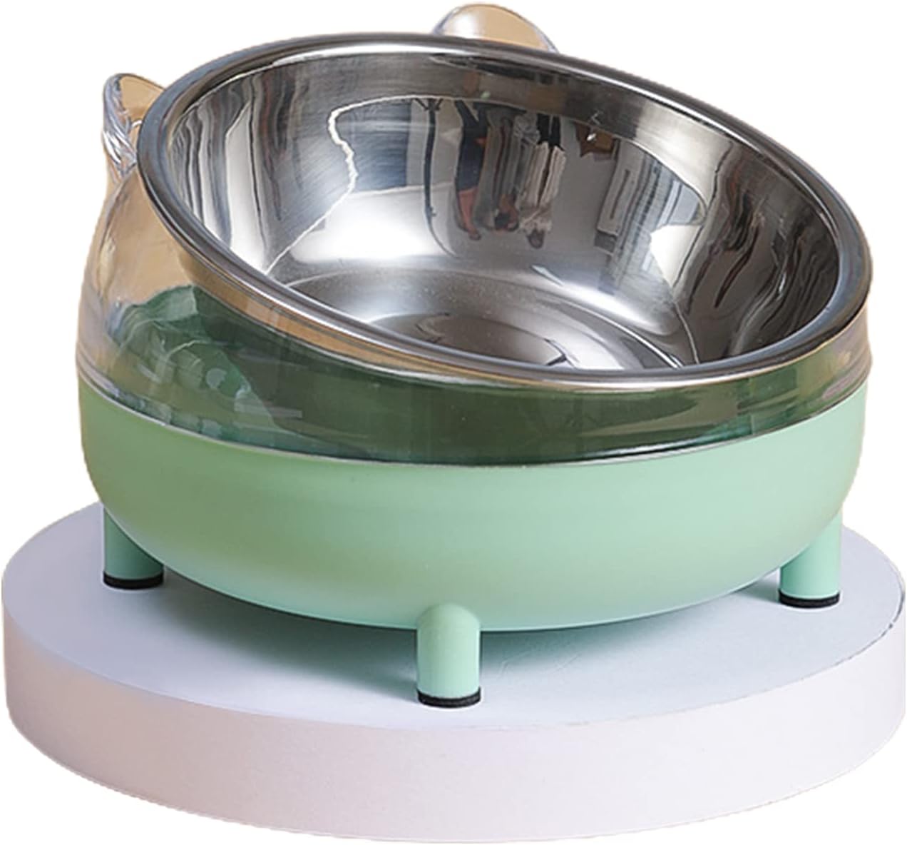 Dog Bowl Raised for Water Stainless Steel Bowls with Elevated Stand Pet Plastics Feeding Bowl Cute Slanted Dish Bowls Elevated Tilted Cute Stainless Steel Anti Vomiting Fatigue Pet, White