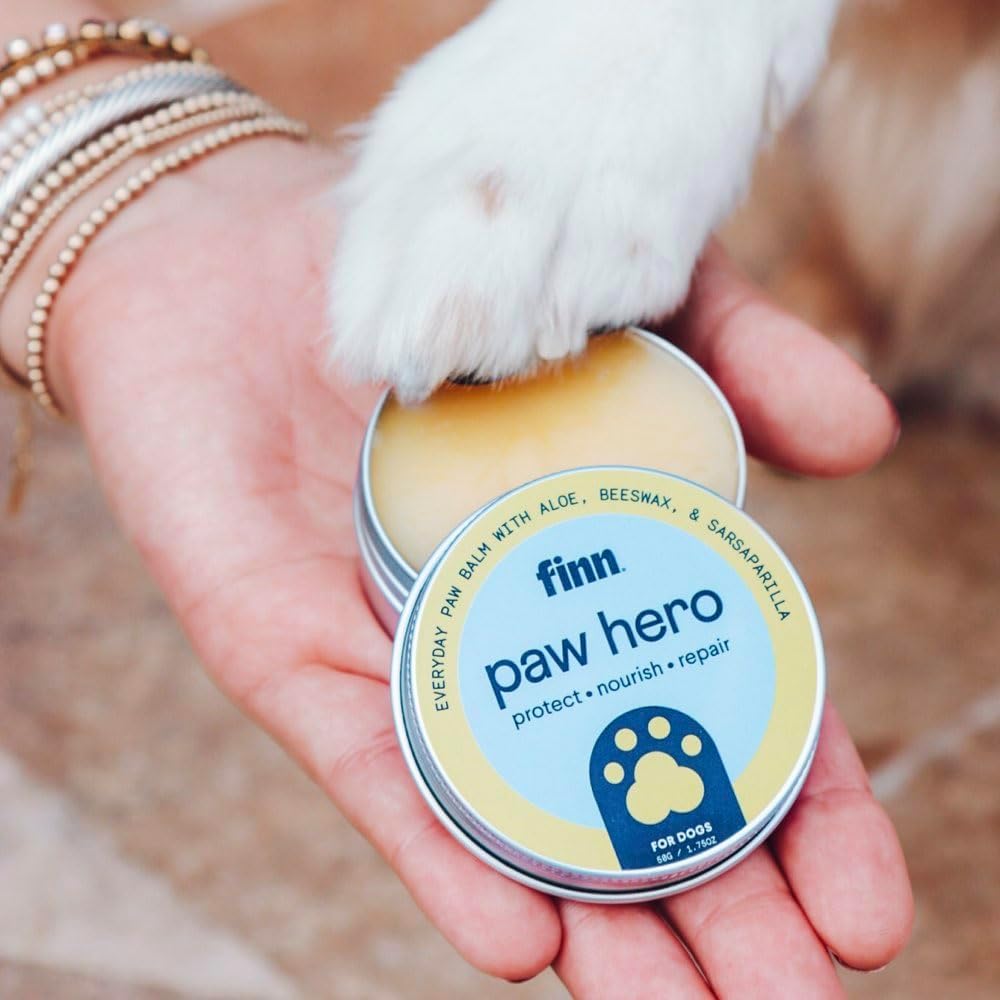 Finn Paw Hero Natural Dog Paw Balm | Winter Paw Protection from Snow, Salt & Ice | Moisturize & Repair | Lick-Safe - 1.75 oz