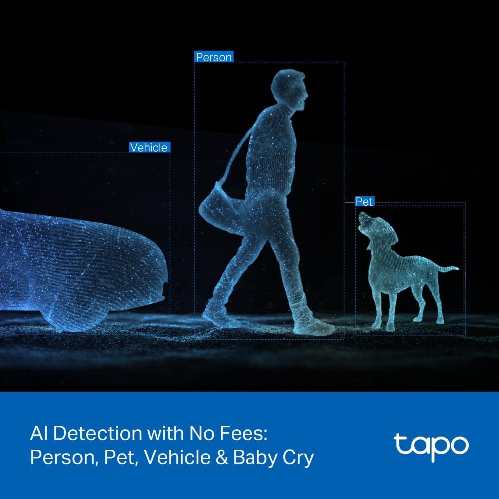 Tapo 2K Indoor/Outdoor Dual Lens Pan/Tilt Wired Security Camera - 125° Wide-Angle View + 6mm Zoom, Motion Track, Person/Vehicle Detection, Subscription-Free Local Storage or Optional Cloud, C246D