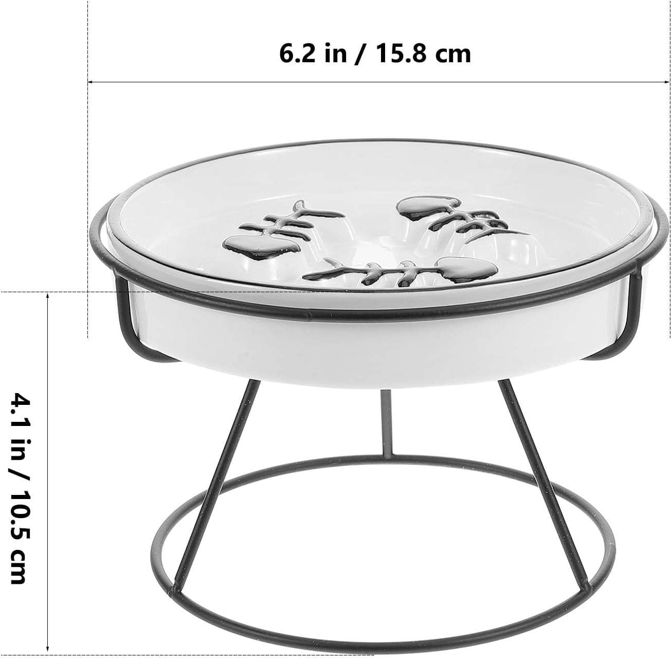 Milisten Ceramic Slow Feed Cat Bowl Elevated with Stand, Raised Pet Feeding Dish for Small Dogs and Kittens, Black Non-tip Slow Eating Bowl for Whisker Relief and Spine Protection