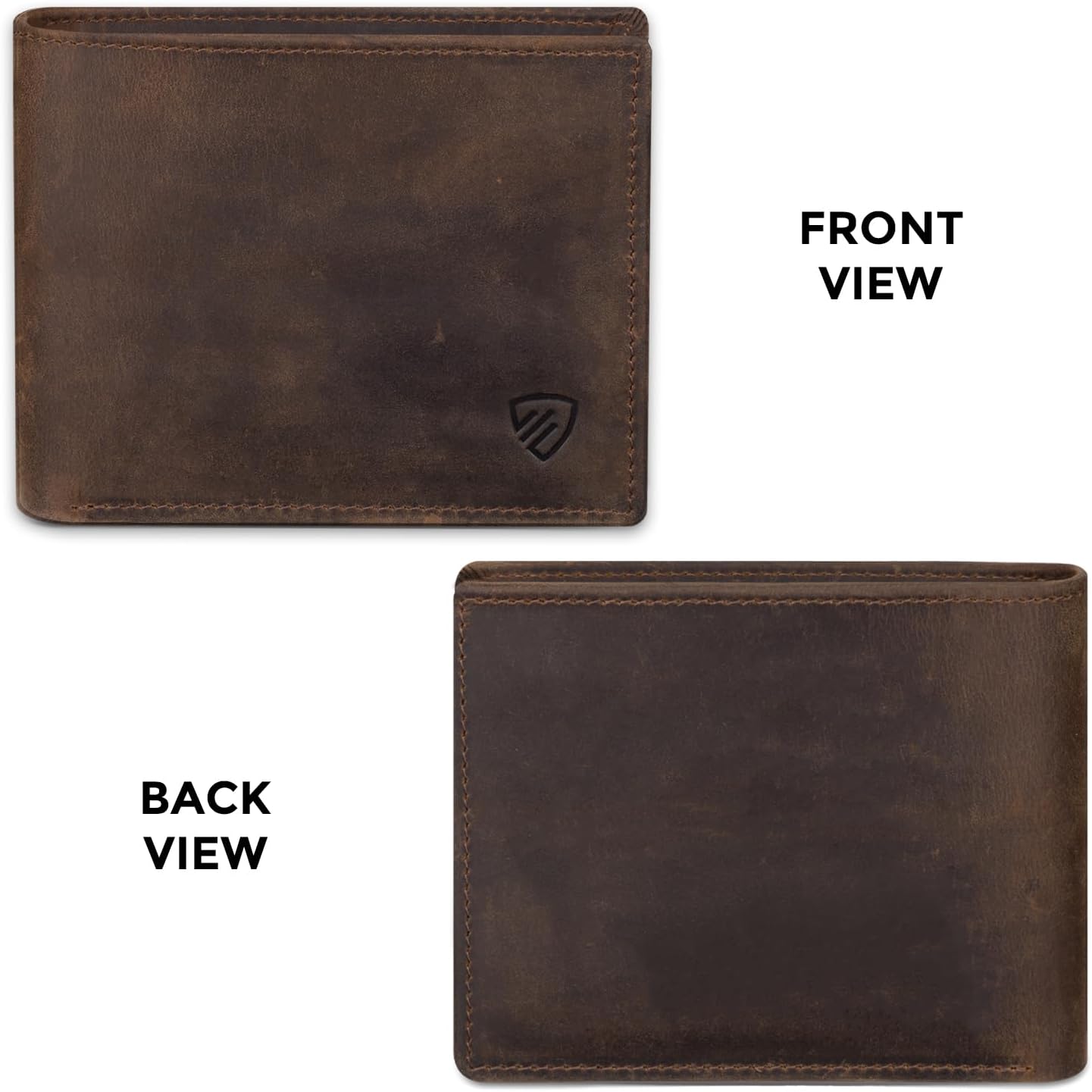 RUNBOX Genuine Leather Bifold Wallet for Men - RFID Blocking Slim Wallet with 9 Card Slots, 1 ID Window & Bill Compartment - Gift Box Packaging