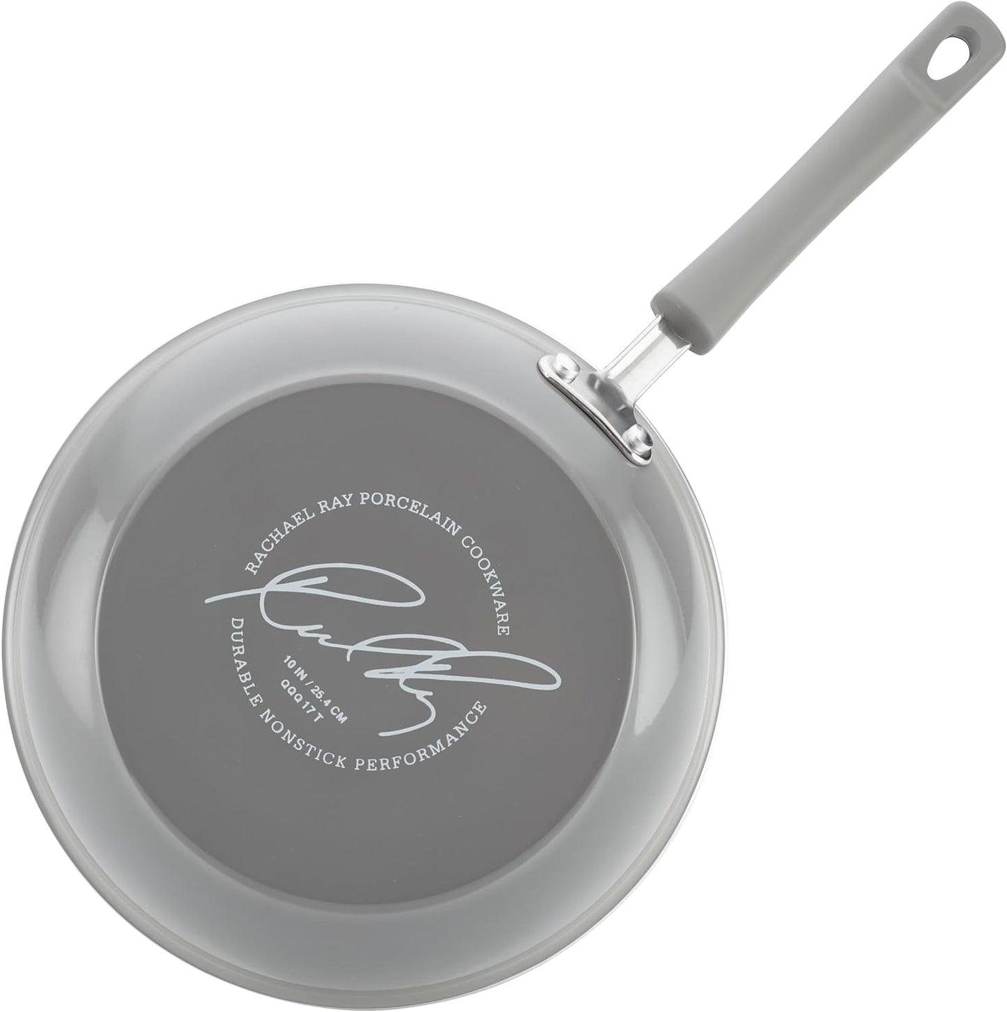 Rachael Ray Brights Nonstick Cookware Pots and Pans Set, 14 Piece, Sea Salt Gray