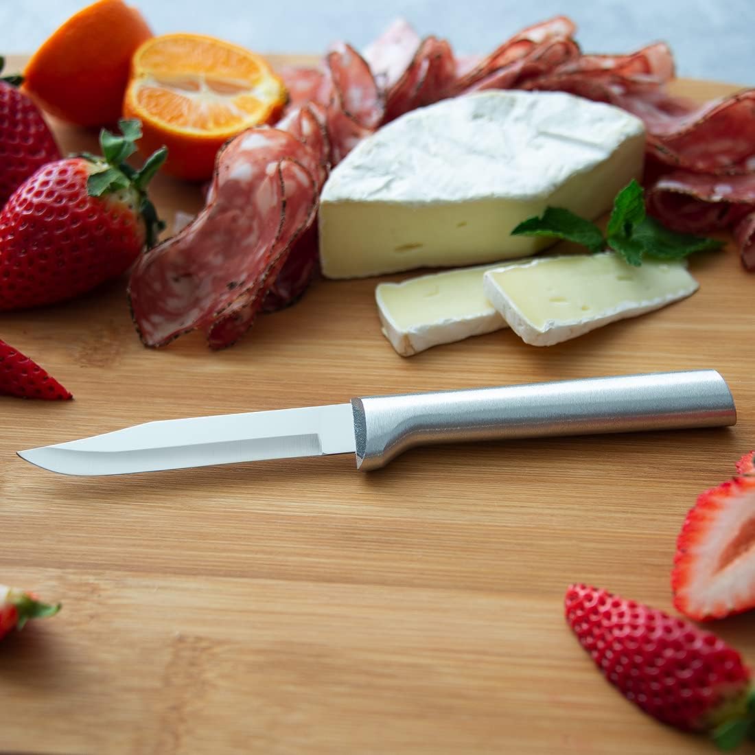 Rada Cutlery Regular Paring Knife (R101) with Quick Edge Sharpener (R119), 3.25" Stainless Steel Blade, Silver Handle, Pack of 3