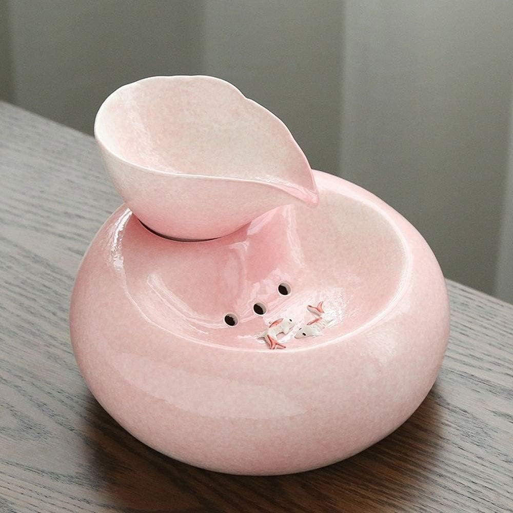 Fountain Pet Suppties Cat Water Dispenser Ceramics Pet Water Fountain Automatic Circulation Water Flowing Fountain for Cat Dog Filtered Water Super Quiet Pet Water Dispenser (Color : Pink)