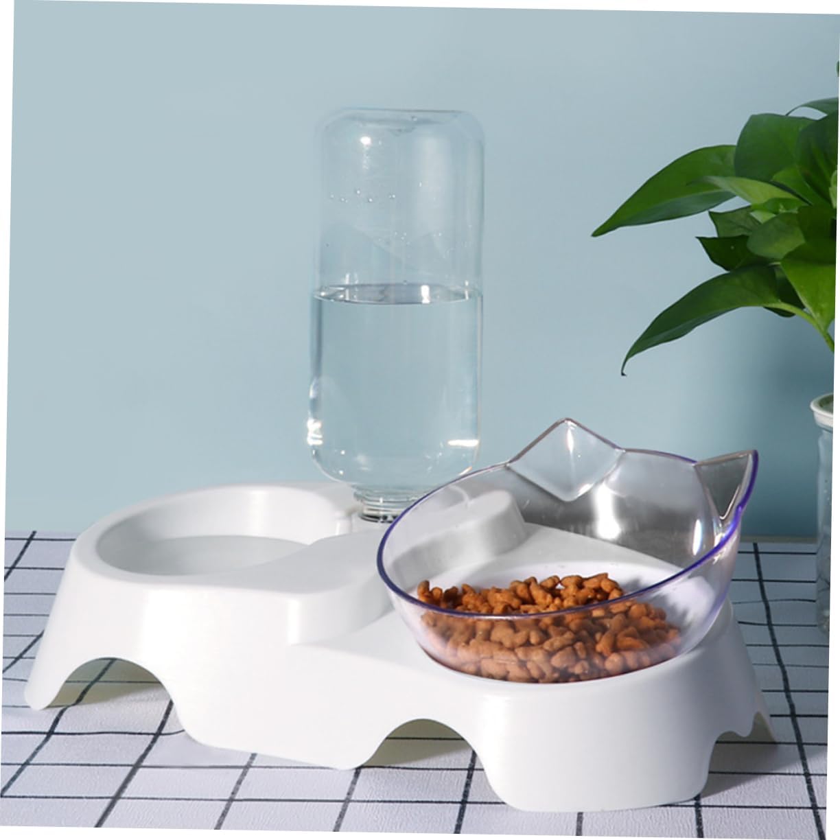 Milisten PET Food and Water Bowl Set 15° Tilted Automatic Water Dispenser for Small to Medium Dogs and Cats