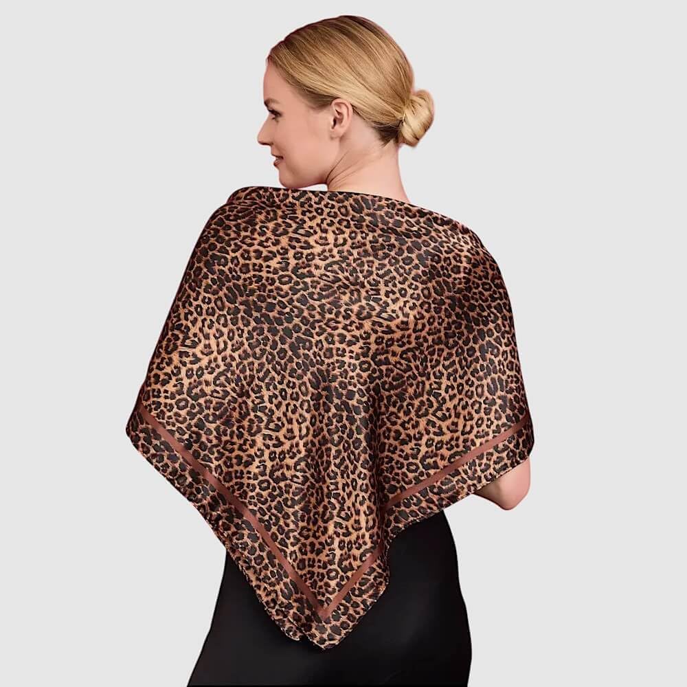 35 Inch Leopard Print Silk Head Scarf for Women Satin Hair Neck Scarf Wrap Large Lightweight Bandana