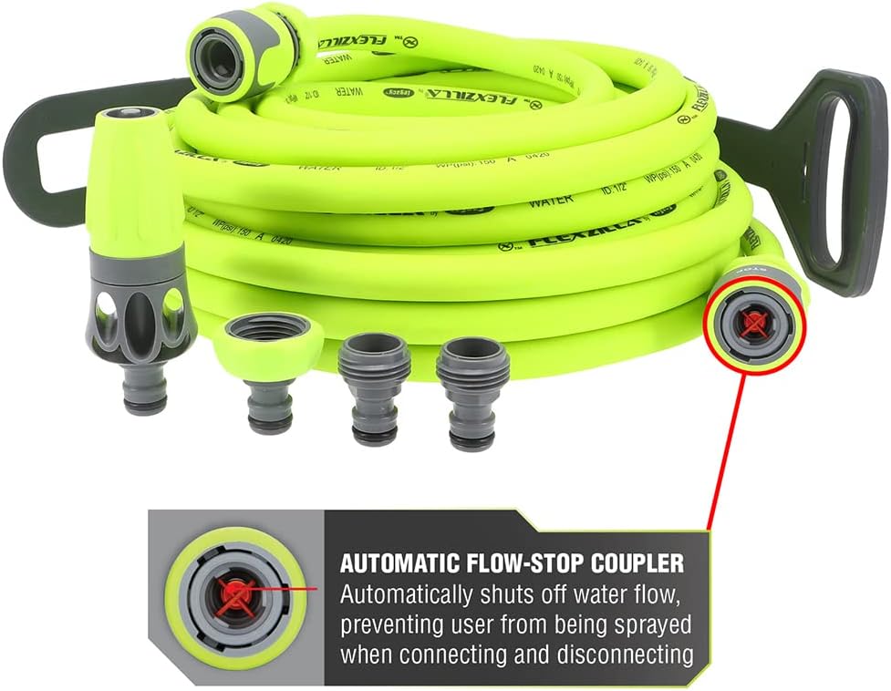 Flexzilla HFZG12050QN Garden Hose Kit with Quick Connect Attachments | Lightweight Coils Easily | Quick Connect Couplers | Won't Kink Under Pressure