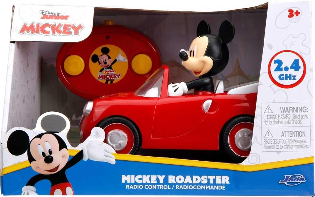 Jada Disney Junior Mickey Mouse Roadster R/C – Remote Control Car with Simple Controller, 1:24 Scale – Fun Toy for Kids Ages 4+