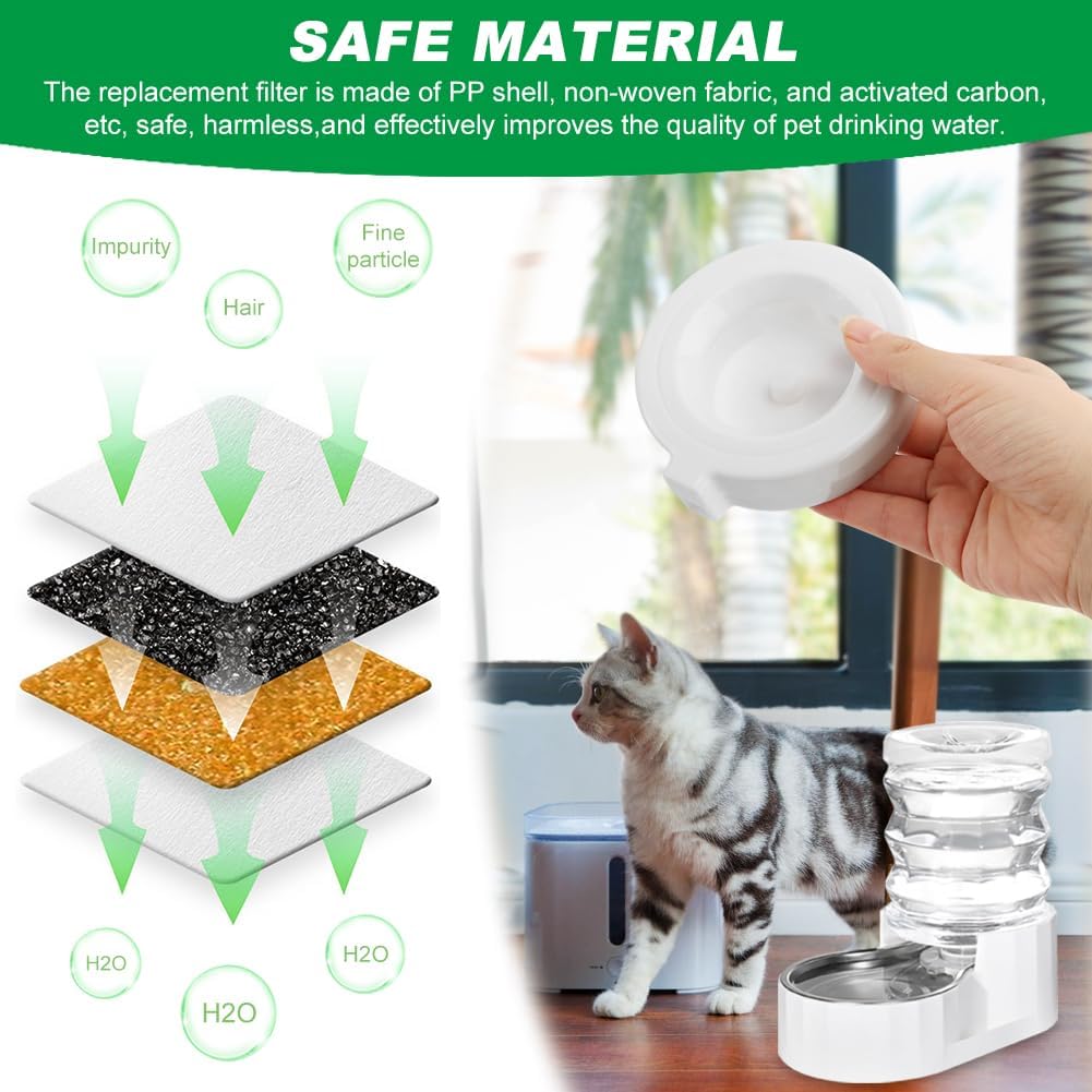 8 Packs Replacement Filters for 3.6L/4.6L/6L/8L Pet Water Dispenser, Automatic Pets Waterer Replacement' Filters, Pet Water Fountain Filter Replacement(White)