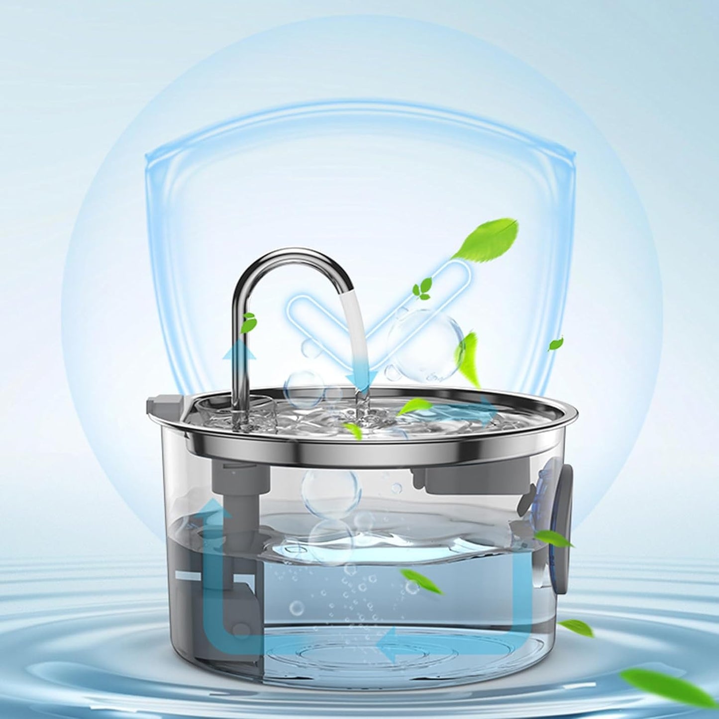 Quiet USB-Powered 3.2L Stainless Steel Water Bowl for Dogs/Cats 4-Stage Filtration Systems USB Power Pet Waterer