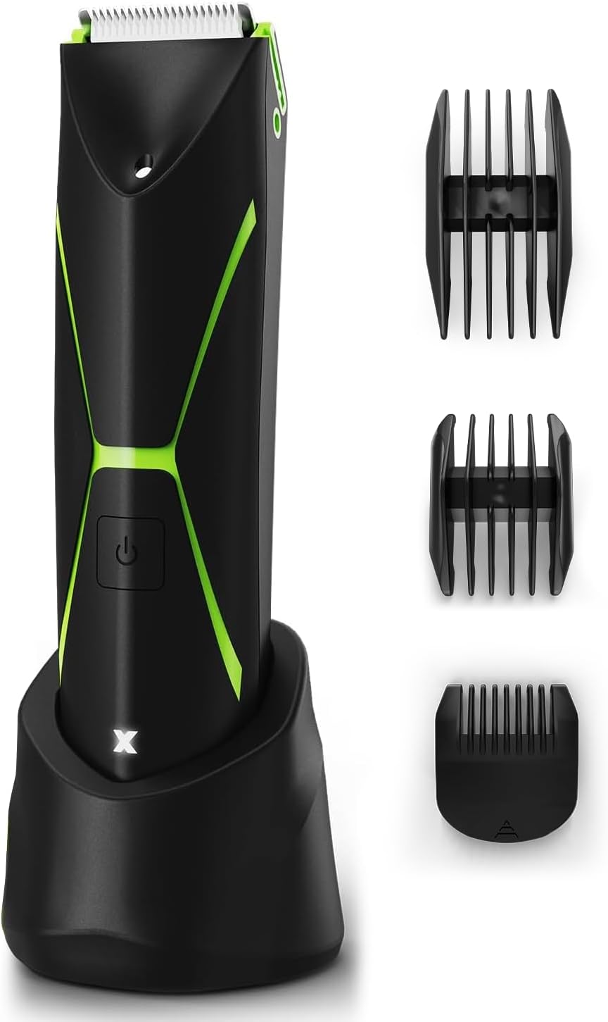 Electric Body Hair Trimmer for Men: Manscape Ball Trimmer Waterproof Pubic Hair Groomer Cordless Rechargeable Groin Shaver Replaceable Blade Wet/Dry Hygiene Razor Portable Body Grooming Travel