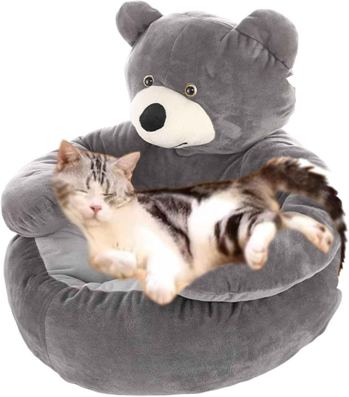 Soft Dog Bed, Dog Cuddler Bed Cute Bear Hug Design Warm Dog Bed Dog Bed Comfort Plush Pet Nest Bed with Removable Washable Cover 60cm/23.6in,Gray,60cm (Orange 60cm) (Gray 50cm)